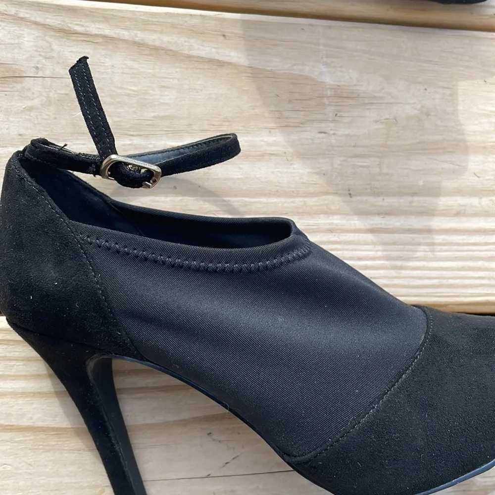 Penny Loves Kenny Freestyle Black Peep Toe Ankle Strap Heels Women’s Size 6